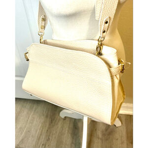 NWOT Anna Paola Italian Pebble Leather / Suede Bag Purse Beige ui